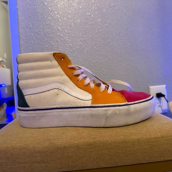 Vans Sk8- Mid Orange and Pink and Blue Custom - Picture 1 of 3